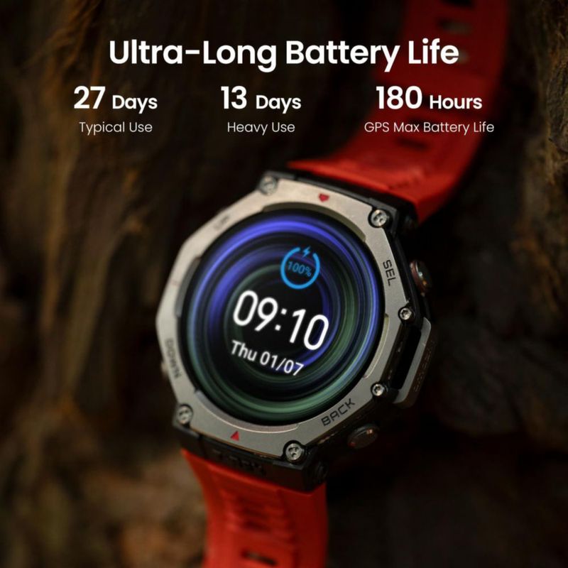 Reloj inteligente Amazfit T-Rex 3 robusto y militar 48 mm GPS negro
