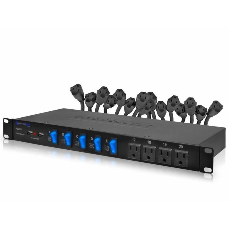 Regleta de alimentación Technical Pro PS20S para rack de 19" con 20 tomas y 120V