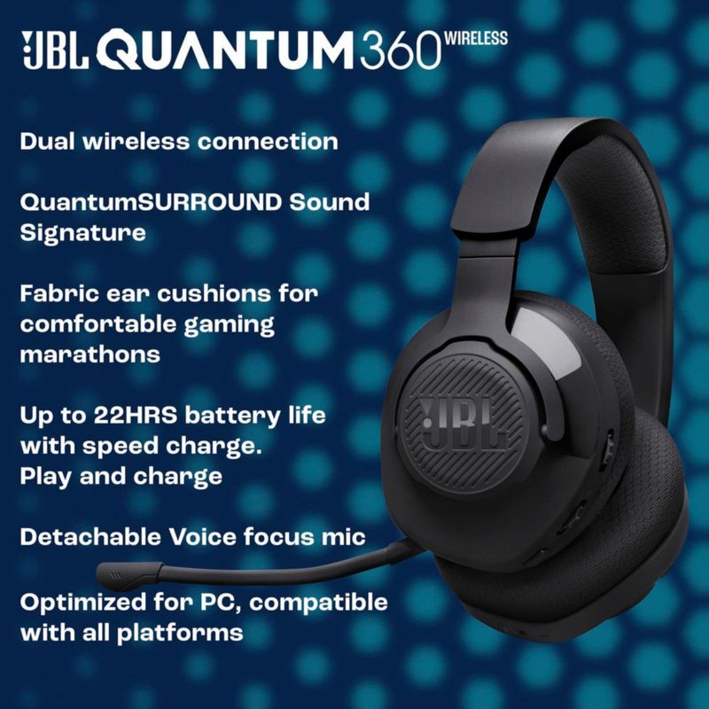 Audífonos Gamer JBL Quantum 360X Inalámbricos con Micrófono Desmontable