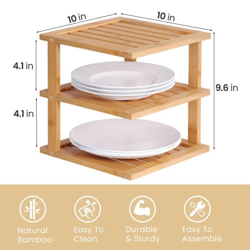 Estante de Esquina de Bambú Danfoxer 3 Niveles - Pack de 2