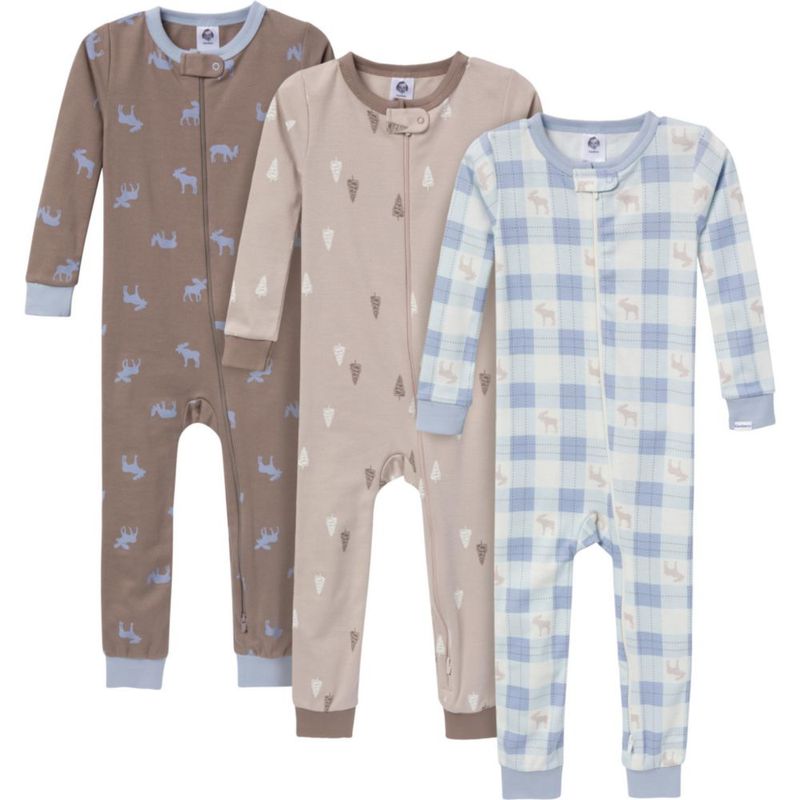 PAJAMAS Gerber 2T pack de 3 de algodón con alces y árboles