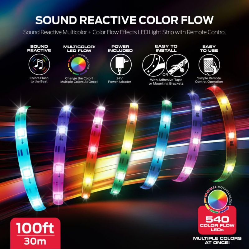 Tira de Luces LED Monster 30m RGB Reactiva al Sonido con Control Remoto