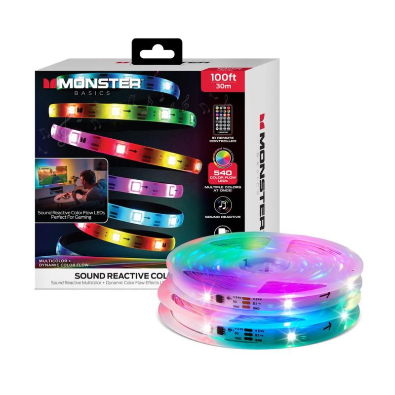 Tira de Luces LED Monster 30m RGB Reactiva al Sonido con Control Remoto