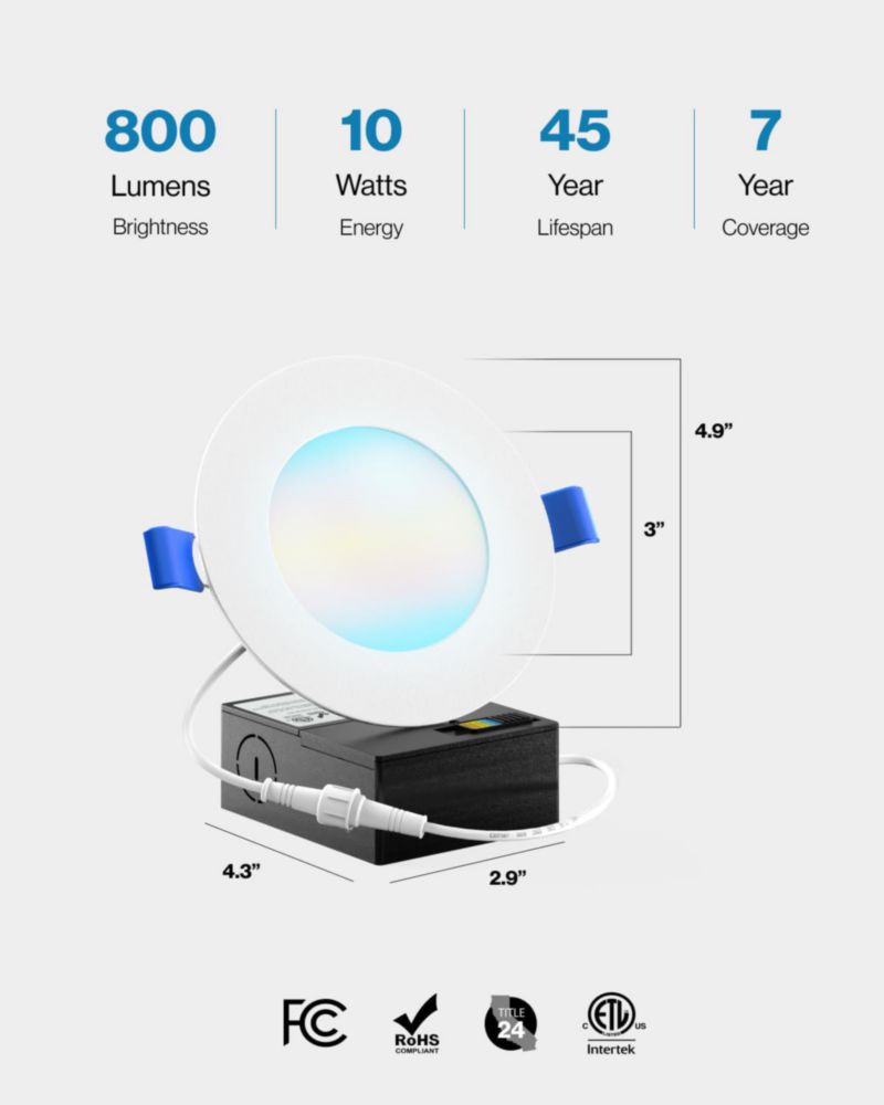 Luz empotrada LED Sunco Lighting 10 cm regulable 24 unidades