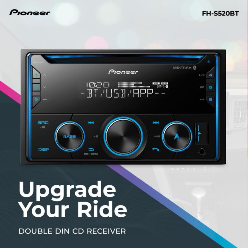 Receptor estéreo para coche Pioneer FH-S520BT CD Bluetooth Double Din