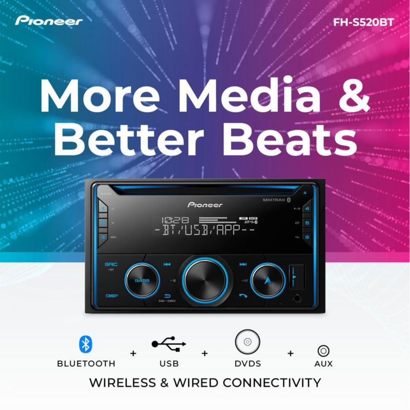 Receptor estéreo para coche Pioneer FH-S520BT CD Bluetooth Double Din