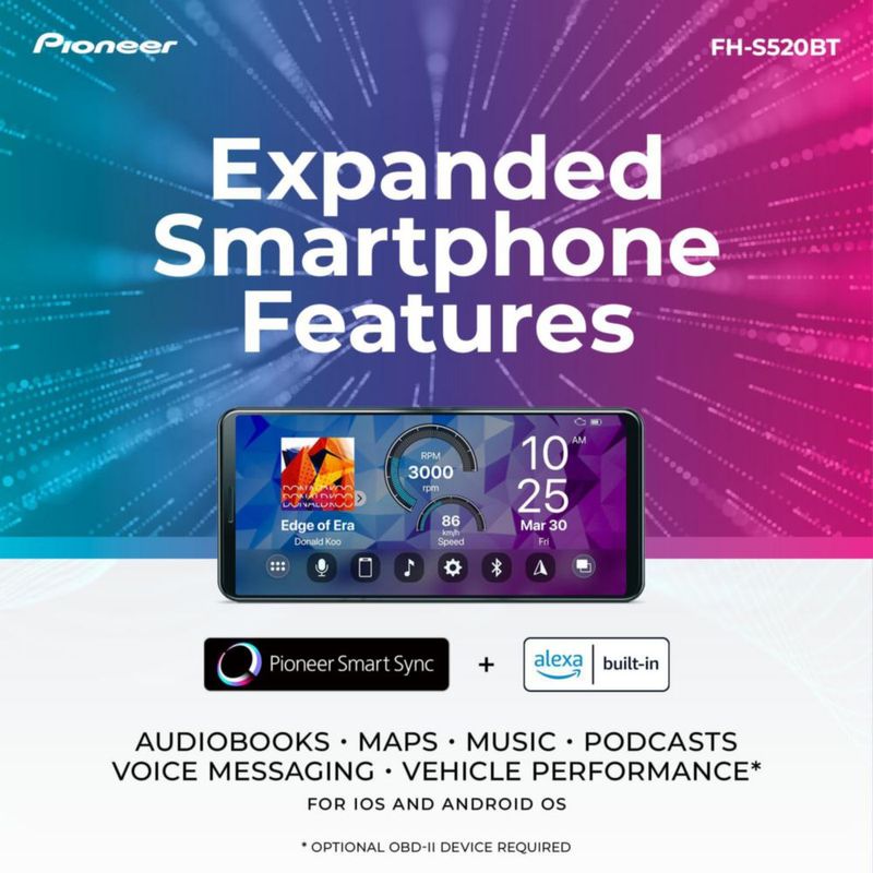 Receptor estéreo para coche Pioneer FH-S520BT CD Bluetooth Double Din