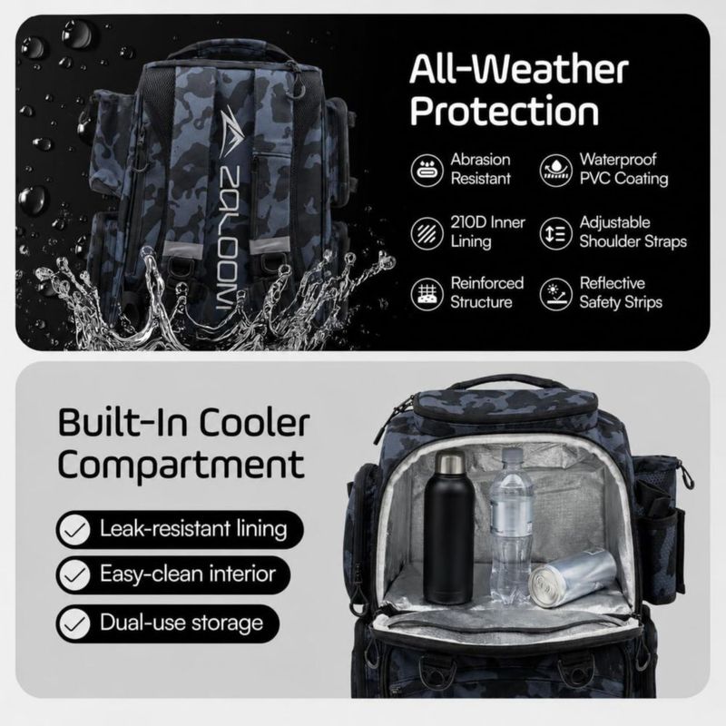 Mochila de Pesca Zaloom 40L Impermeable con Cajas de Aparejo