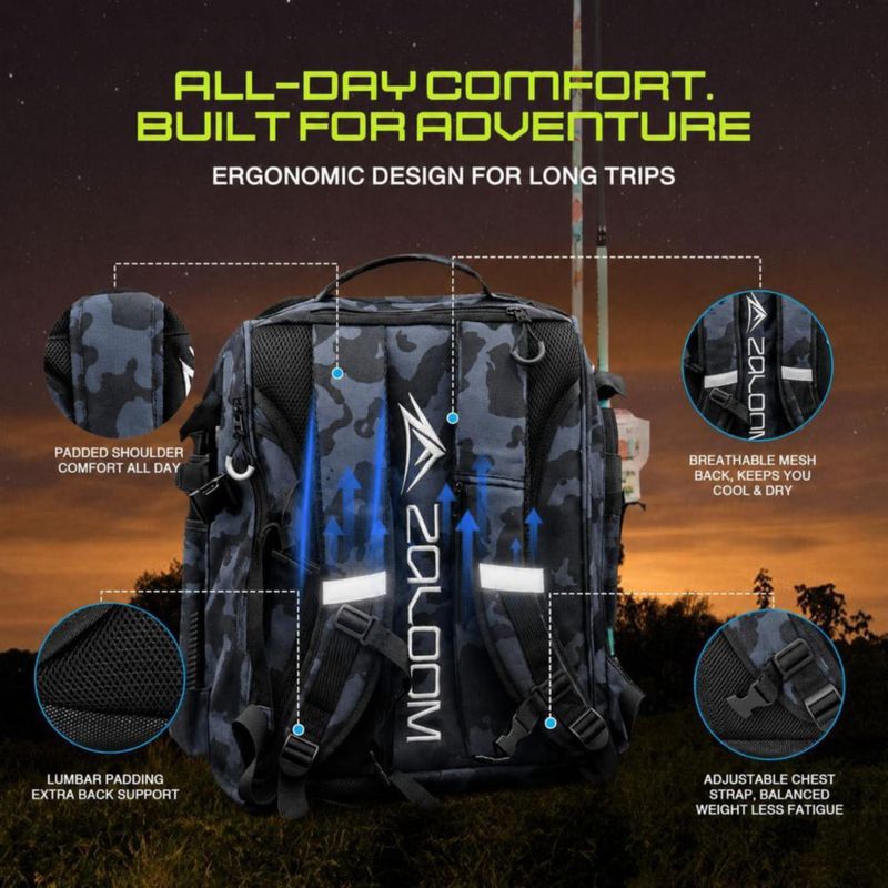 Mochila de Pesca Zaloom 40L Impermeable con Cajas de Aparejo
