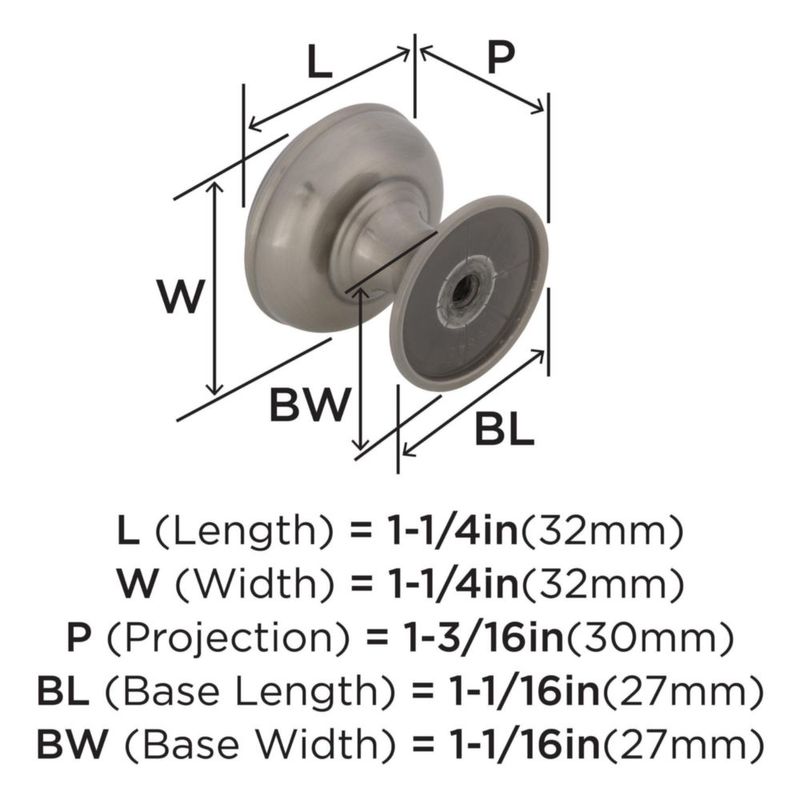 Tirador de gabinete Amerock 32 mm níquel satinado – 1 unidad