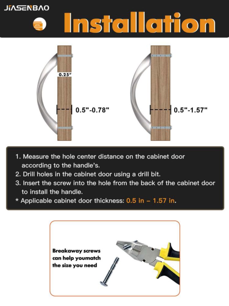 Tiradores de armario JIASENBAO 96 mm Arco Plateado - Pack de 10