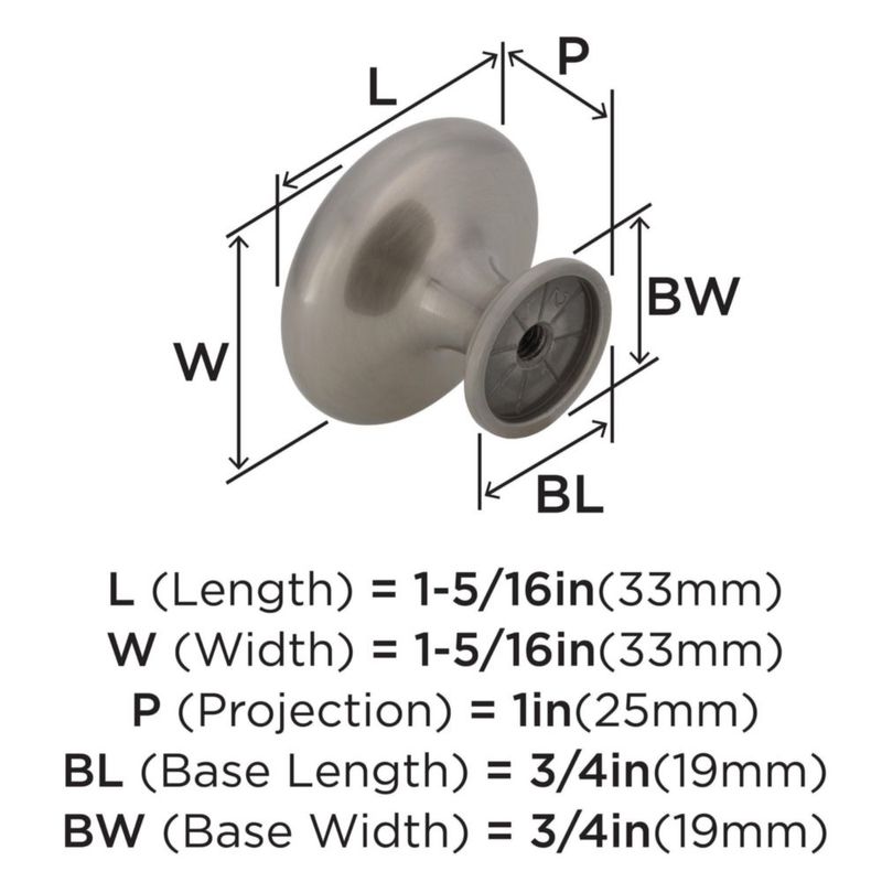 Tirador para Gabinete Amerock 4 cm Níquel Satinado – Pack de 10