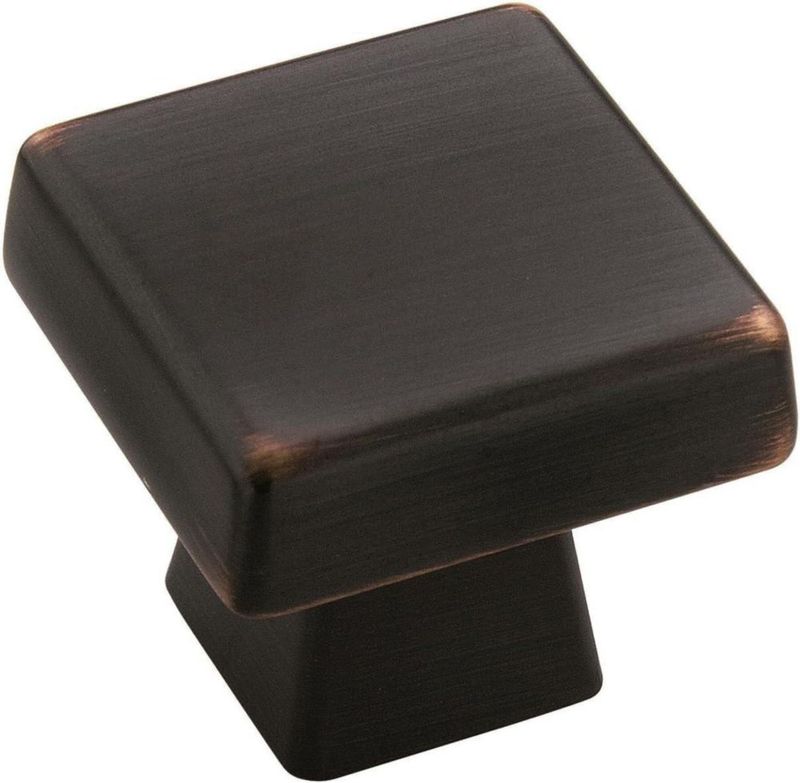Pomo cuadrado de bronce cepillado al aceite de 3 cm – Amerock