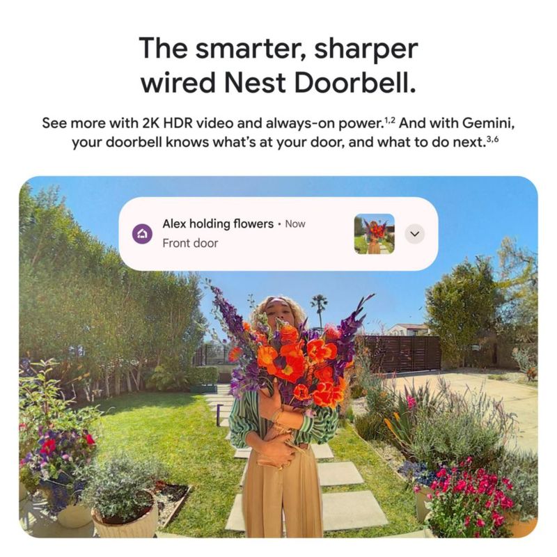 Timbre Google Nest Cableado 3ra Generación 2K HDR Visión Nocturna