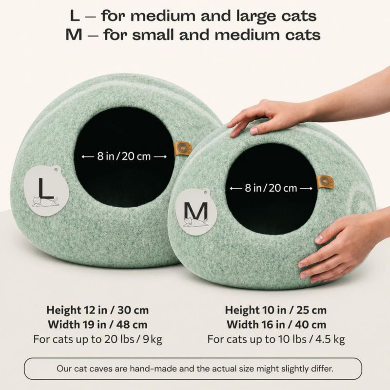 Cueva para Gato MEOWFIA Grande Color Pistacho de Lana Merina