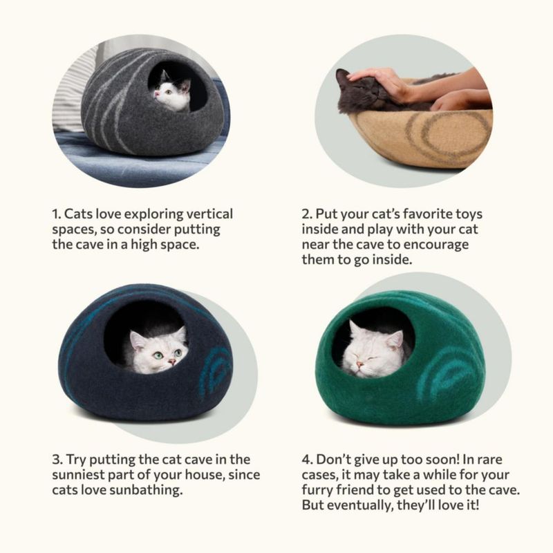 Cueva para Gato MEOWFIA Grande Color Pistacho de Lana Merina