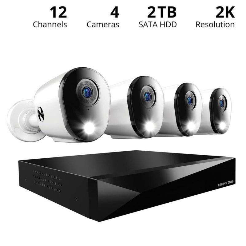Sistema de cámara de seguridad Night Owl 12Ch DVR 2K HD 1TB HDD