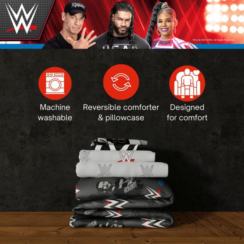 Juego de ropa de cama Franco Queen 7 piezas con licencia oficial WWE