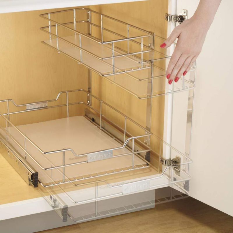 Organizador para gabinete Cuisinart de 36 cm de 2 niveles deslizante cromado