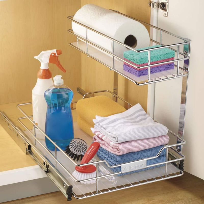 Organizador para gabinete Cuisinart de 36 cm de 2 niveles deslizante cromado