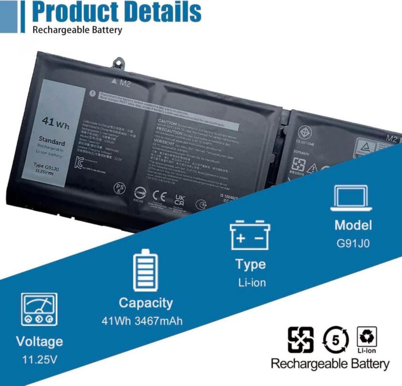 Batería de portátil VANPIR G91J0 41Wh 11.25V para Dell Inspiron/Vostro
