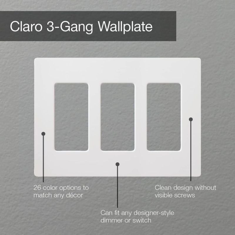 Placa de cubierta para interruptor Lutron Claro de 3 vías en color Almendra clara
