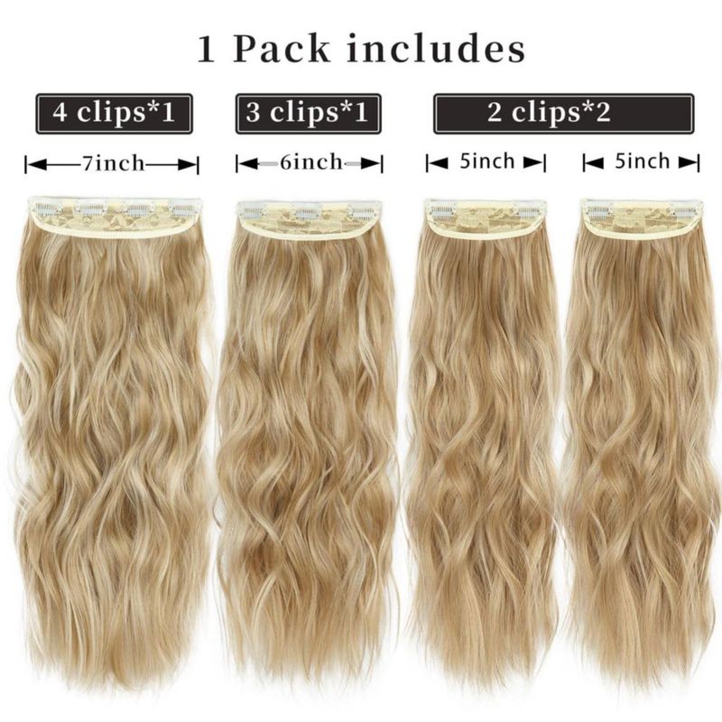 Extensiones de cabello con clip ZQIAN BEAUTY 51 cm rubias