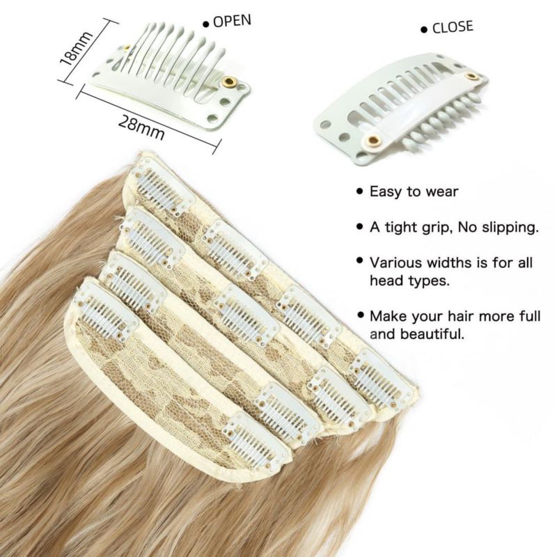 Extensiones de cabello con clip ZQIAN BEAUTY 51 cm rubias