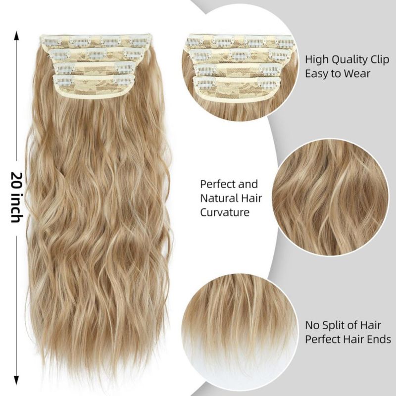 Extensiones de cabello con clip ZQIAN BEAUTY 51 cm rubias