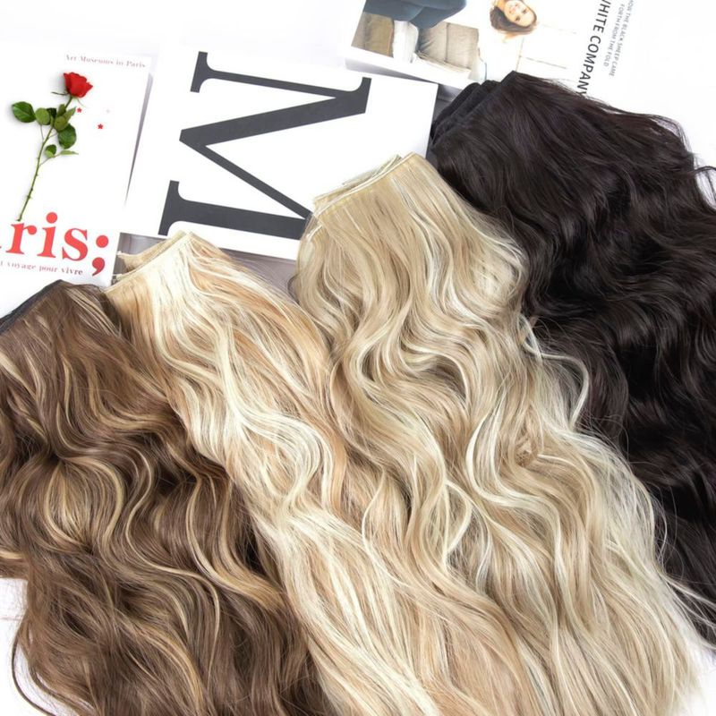 Extensiones de cabello con clip ZQIAN BEAUTY 51 cm rubias