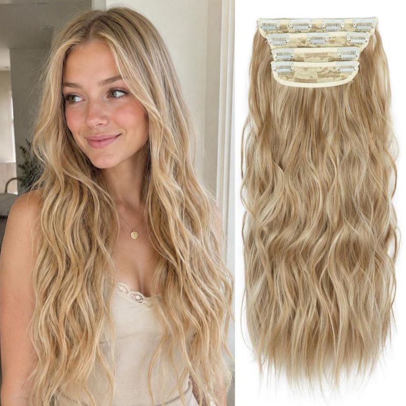 Extensiones de cabello con clip ZQIAN BEAUTY 51 cm rubias