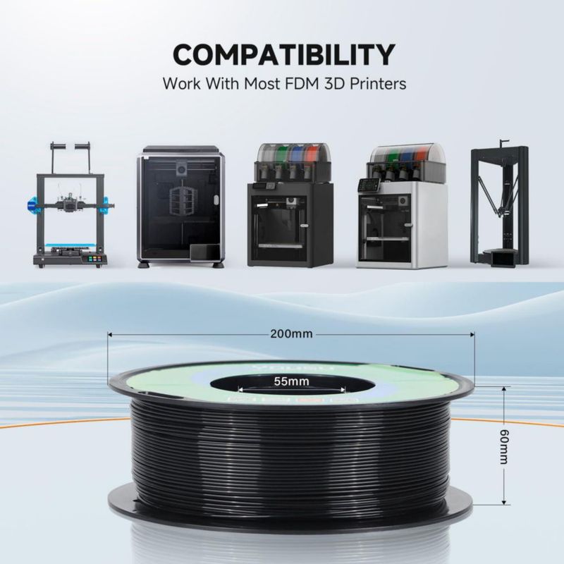 Filamento PETG YOUSU 175 mm 1 kg Negro para Impresora 3D