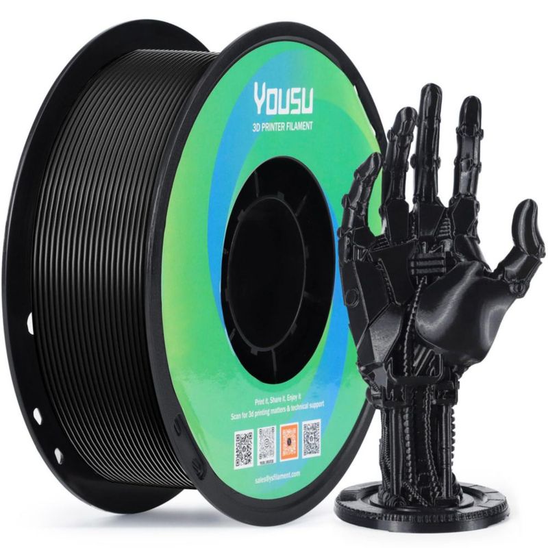 Filamento PETG YOUSU 175 mm 1 kg Negro para Impresora 3D