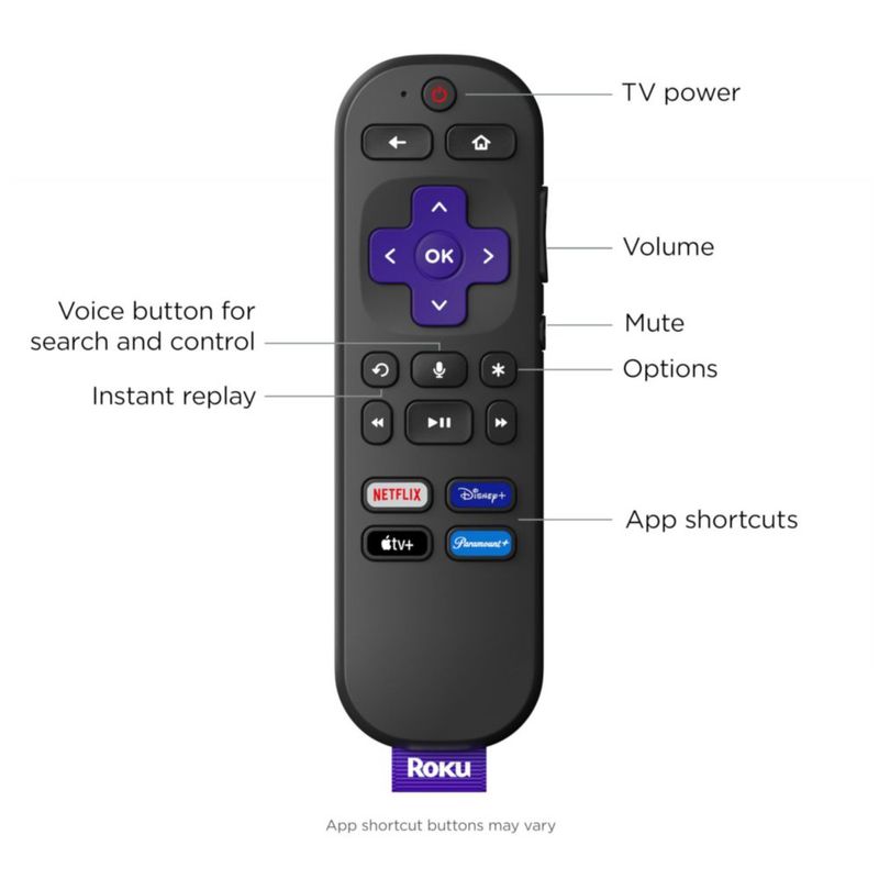 Dispositivo de streaming Roku Streaming Stick 4K con control remoto por voz