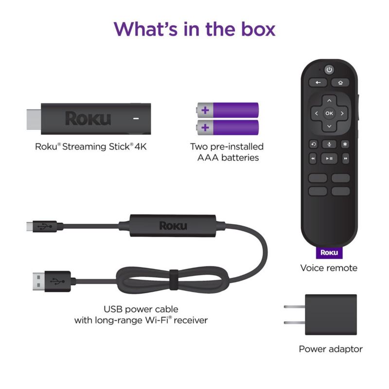Dispositivo de streaming Roku Streaming Stick 4K con control remoto por voz