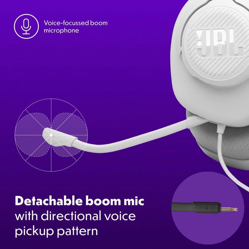 Auriculares JBL Quantum 100M2 con cable para juegos micrófono desmontable color blanco