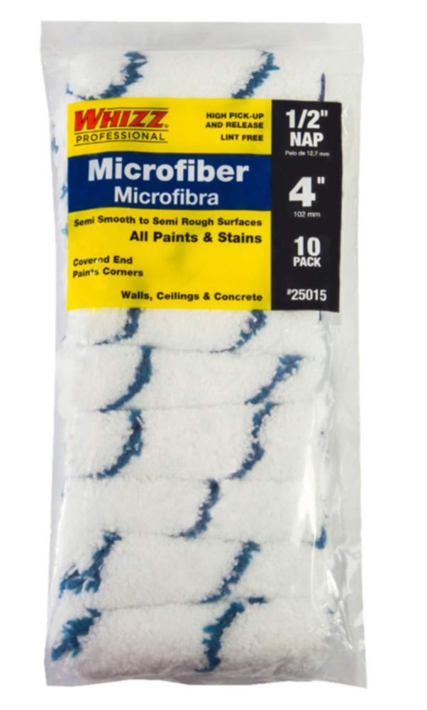 Roller Cover WHIZZ de microfibra de 4 x 13 cm paquete de 10