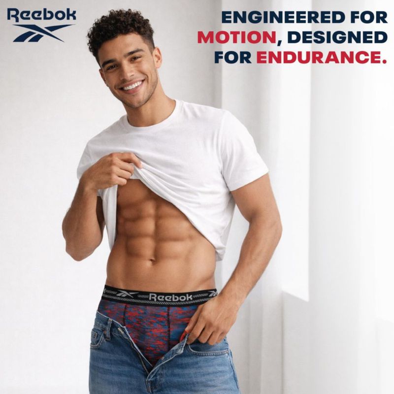 Calzoncillos boxer Reebok pack de 8 con entrepierna de 15 cm y tejido elástico de alto rendimiento