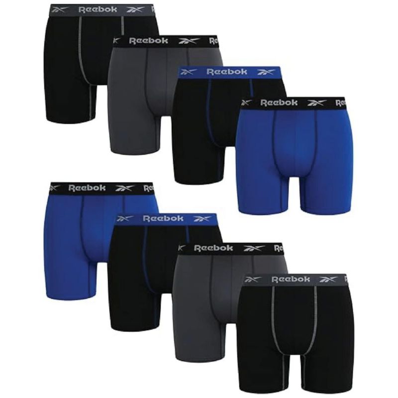 Calzoncillos boxer Reebok pack de 8 con entrepierna de 15 cm y tejido elástico de alto rendimiento