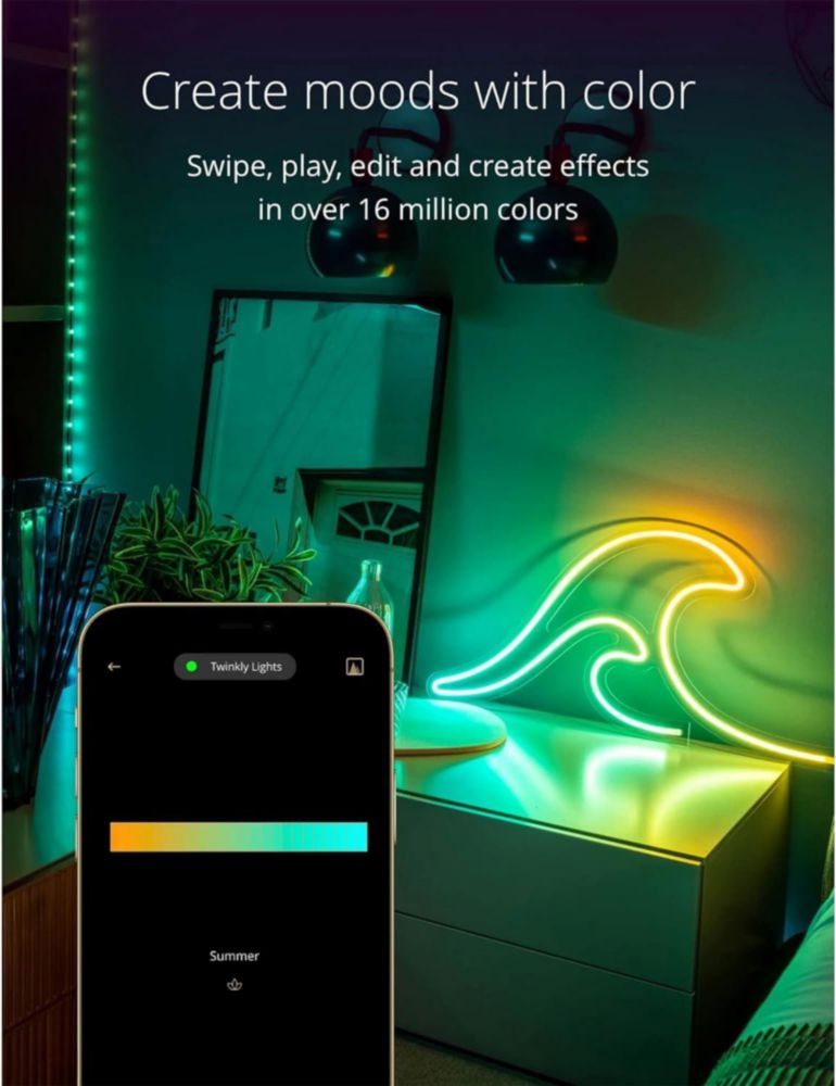 Tubo LED Twinkly Flex de 3 m RGB multicolor con alimentación USB-C
