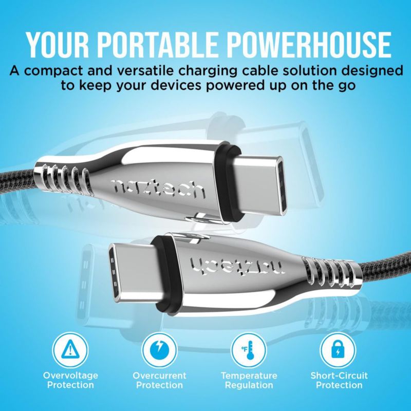 Cable de carga Naztech Titanium USB-C a USB-C de 18 m negro