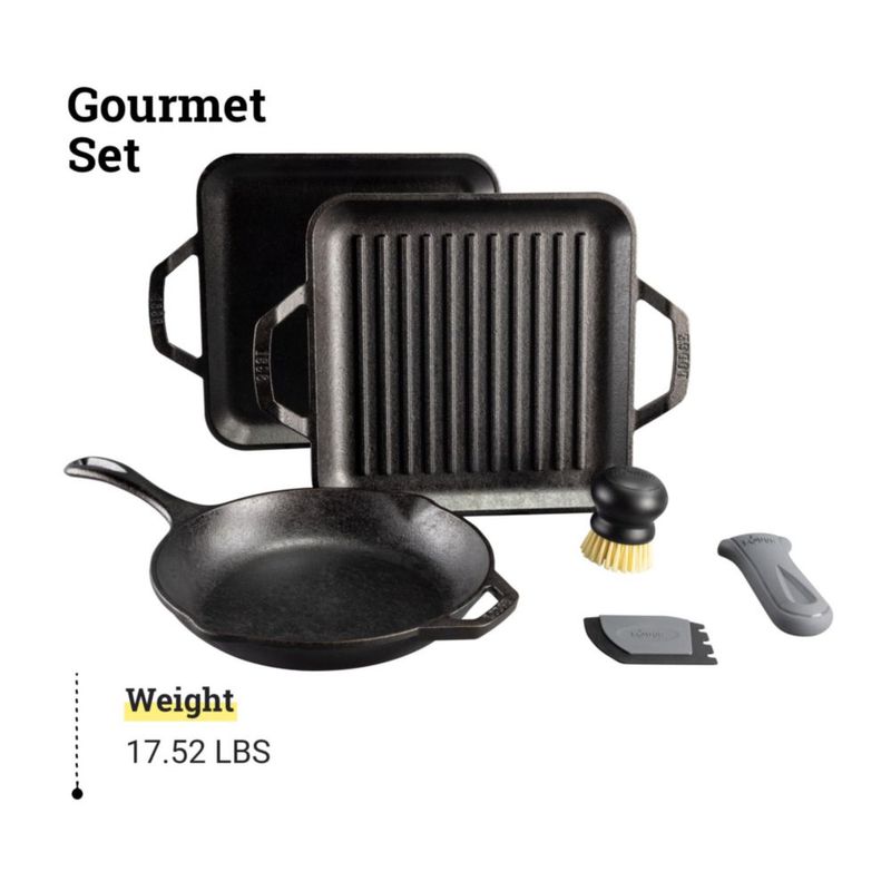Set de utensilios de cocina Lodge Chef Collection Gourmet con 3 sartenes