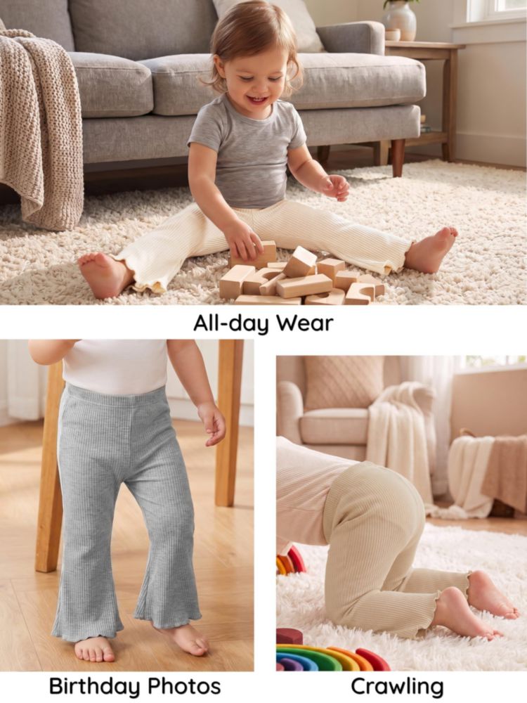 Pantalones acampanados KIDDORY 4‑pack con tejido acanalado estilo campana
