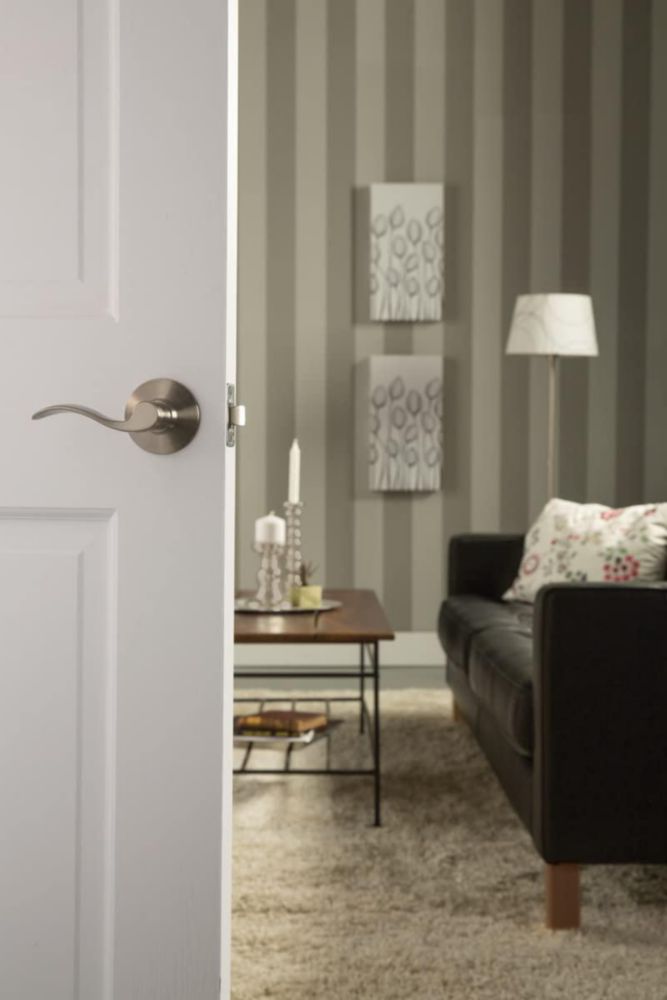 Cerradura con palanca de puerta SCHLAGE Accent F10 Flat Wave Brass