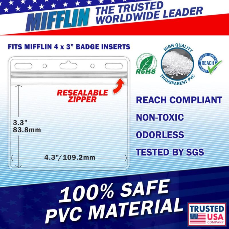 Portacredenciales MIFFLIN 10×76 cm paquete de 100 con clip