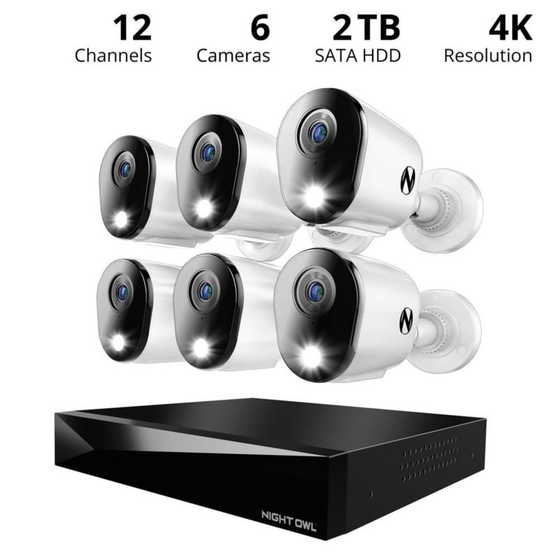 Sistema de cámara de seguridad Night Owl 12Ch DVR 4K HD 6 Camera