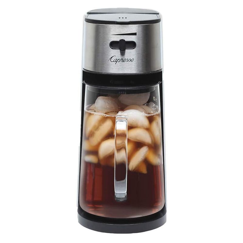 Preparador de té helado Capresso de acero inoxidable con jarra de vidrio de 25 L