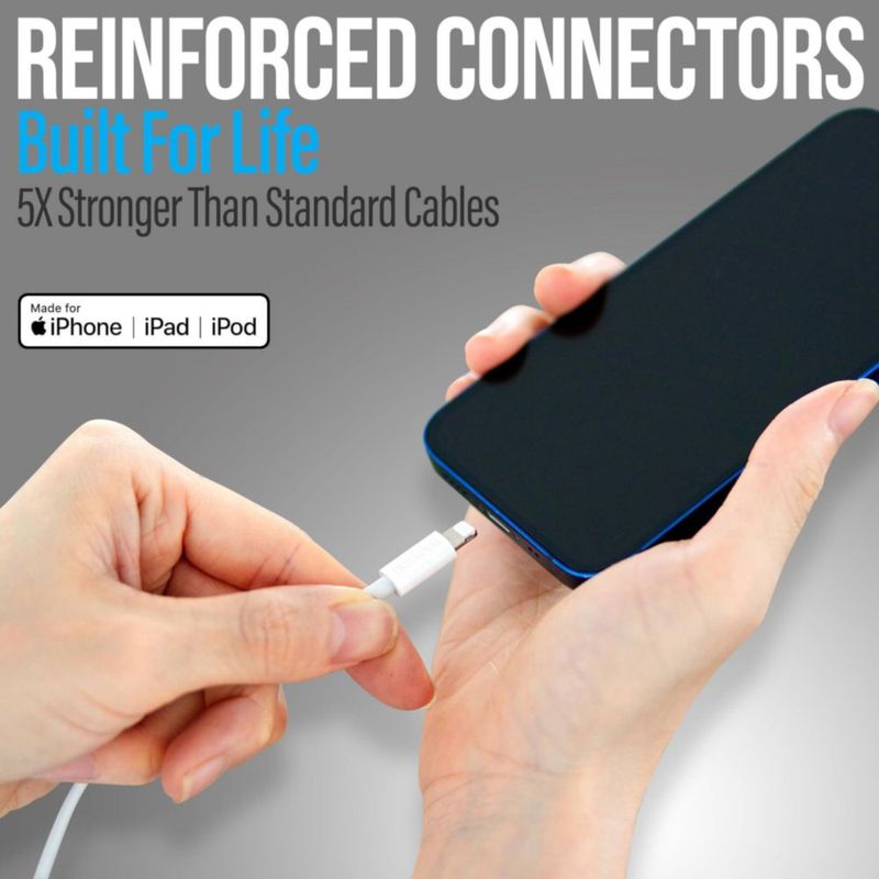 Cable cargador Naztech Lightning de 12 pies USB-C a MFi para iPhone blanco
