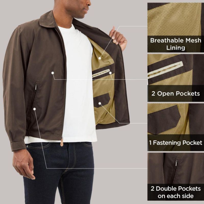 Chaqueta London Fog Grande Marrón Oscuro con Forro de Malla