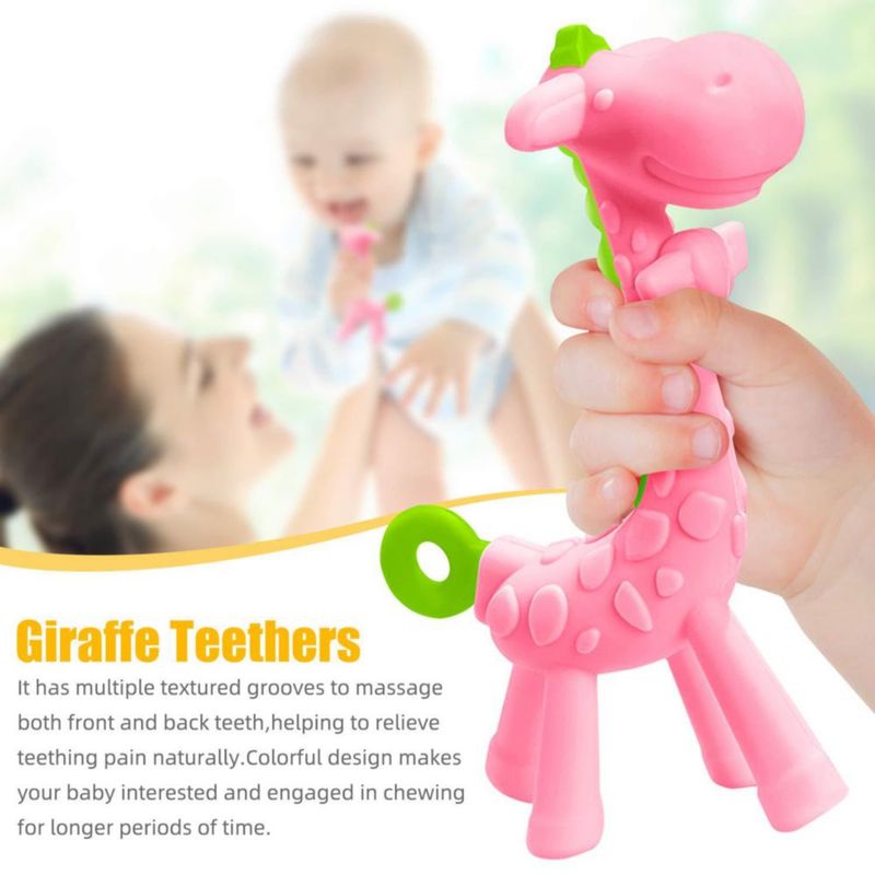 Mordedor SHARE&CARE Giraffa de Silicona Rosa 3+ Meses